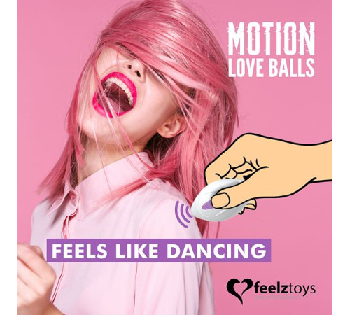 Вагінальні кульки з масажем і вібрацією FeelzToys Motion Love Balls Jivy з пультом ДК, 7 режимів