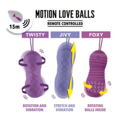 Вагінальні кульки з масажем і вібрацією FeelzToys Motion Love Balls Jivy з пультом ДК, 7 режимів