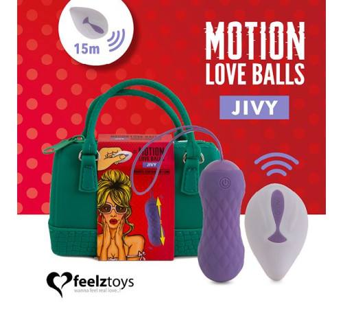 Вагінальні кульки з масажем і вібрацією FeelzToys Motion Love Balls Jivy з пультом ДК, 7 режимів