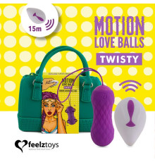 Вагінальні кульки з масажем і вібрацією FeelzToys Motion Love Balls Twisty з пультом ДК, 7 режимів