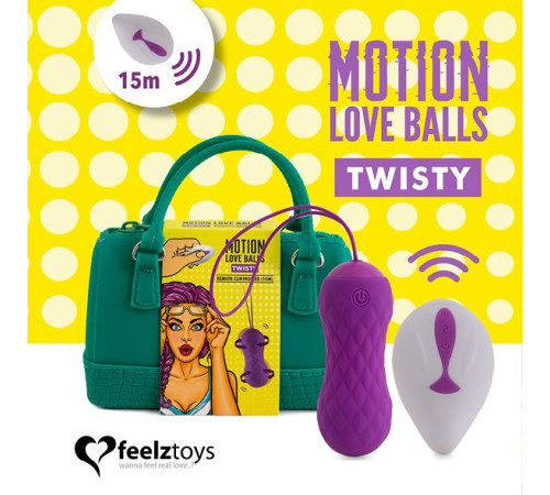 Вагінальні кульки з масажем і вібрацією FeelzToys Motion Love Balls Twisty з пультом ДК, 7 режимів