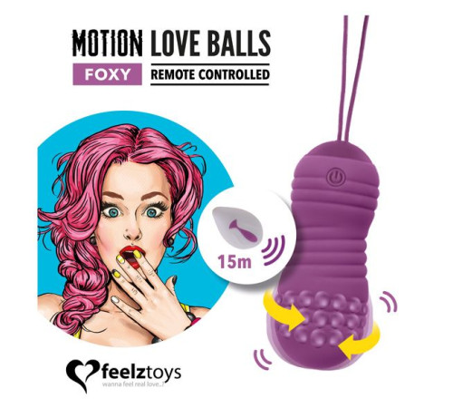 Вагінальні кульки з перлинним масажем FeelzToys Motion Love Balls Foxy з пультом ДК, 7 режимів