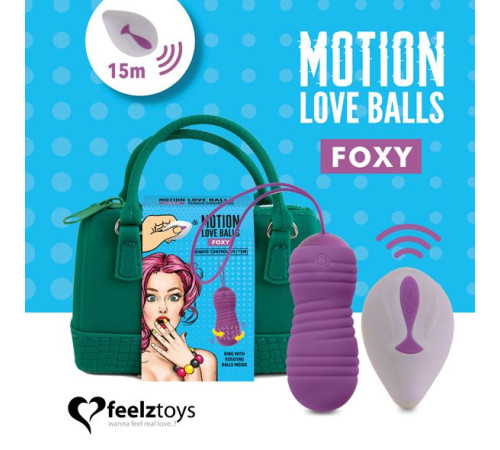 Вагінальні кульки з перлинним масажем FeelzToys Motion Love Balls Foxy з пультом ДК, 7 режимів