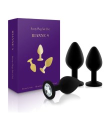 Набір силіконових анальних пробок із кристалом Rianne S: Booty Plug Set Black, діаметр 2,7см, 3,5см,