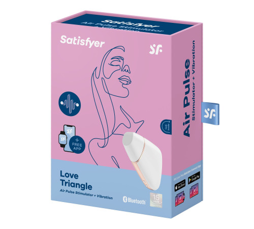 Вакуумний кліторальний стимулятор Satisfyer Love Triangle White з керуванням через інтернет