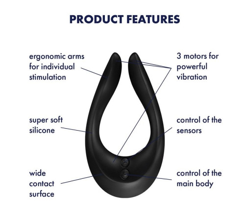 Вібратор для пар Satisfyer Endless Joy Black, 3 незалежні мотори, багатофункціональний