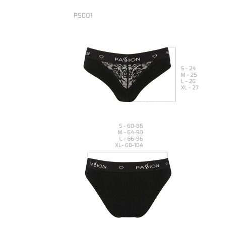 Трусики з широкою гумкою і мереживом Passion PS001 PANTIES L, black