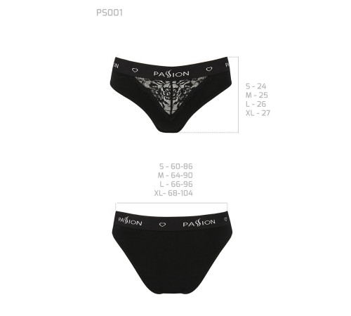 Трусики з широкою гумкою і мереживом Passion PS001 PANTIES M, black