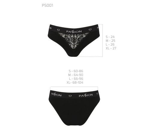 Трусики з широкою гумкою і мереживом Passion PS001 PANTIES XL, black