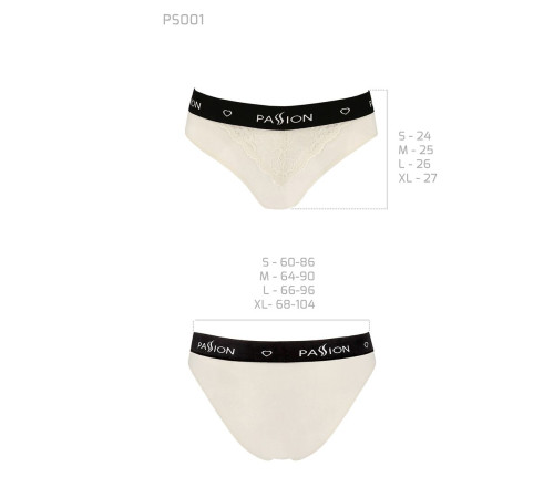 Трусики з широкою гумкою і мереживом Passion PS001 PANTIES L, ecru