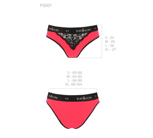 Трусики з широкою гумкою і мереживом Passion PS001 PANTIES L, red-black