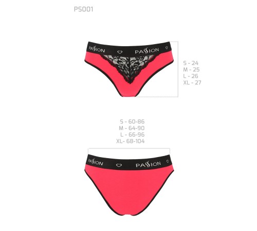 Трусики з широкою гумкою і мереживом Passion PS001 PANTIES XL, red-black