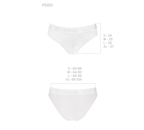 Трусики з широкою гумкою і мереживом Passion PS001 PANTIES S, white