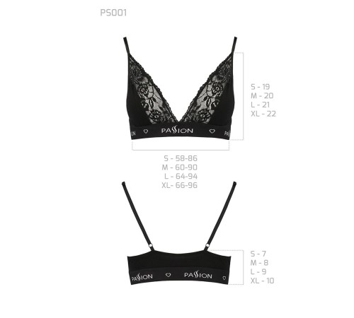 Еластичний топ з мереживом Passion PS001 TOP M, black