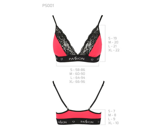 Еластичний топ з мереживом Passion PS001 TOP L, red-black