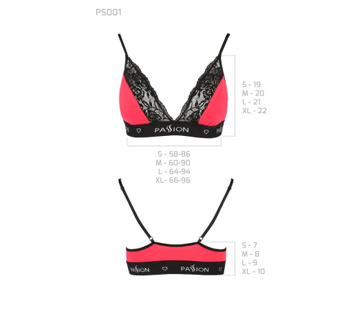 Еластичний топ з мереживом Passion PS001 TOP M, red-black