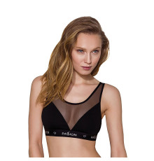 Топ з прозорою вставкою Passion PS002 TOP L, black