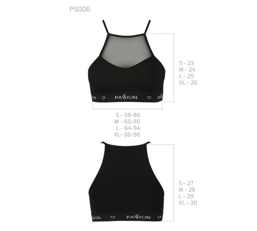 Спортивний топ з прозорою вставкою Passion PS006 TOP L, black