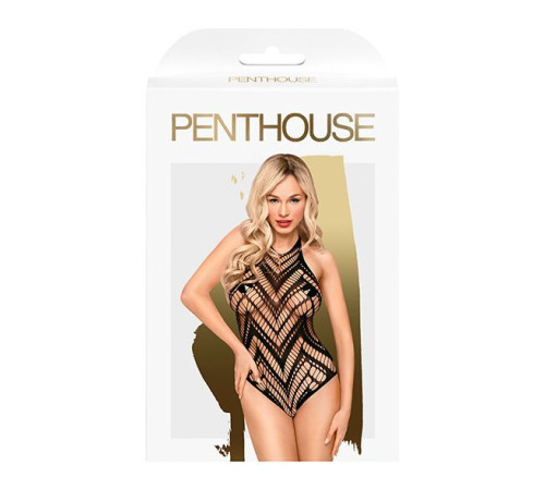 Боді з геометричним орнаментом Penthouse - Go Hotter Black S/L