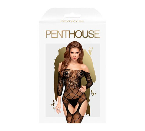 Бодістокінг з флористично-геометричним орнаментом Penthouse - Top-Notch Black S/L