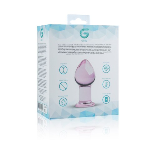 Рожева анальна пробка зі скла Gildo Pink Glass Buttplug