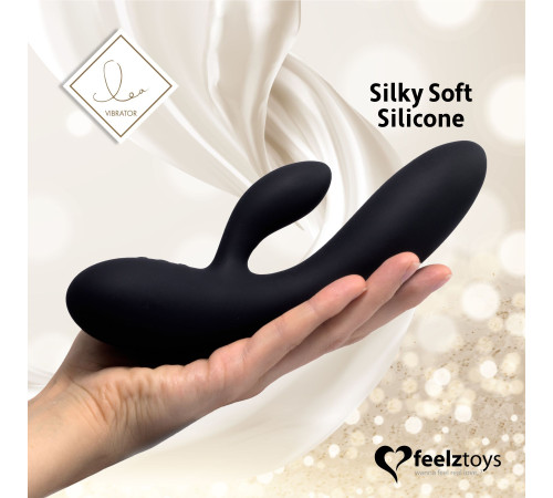 Гнучкий вібратор кролик з двома моторами FeelzToys Lea Rabbit Vibrator Black