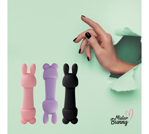 Мінівібратор FeelzToys Mister Bunny Black з двома насадками