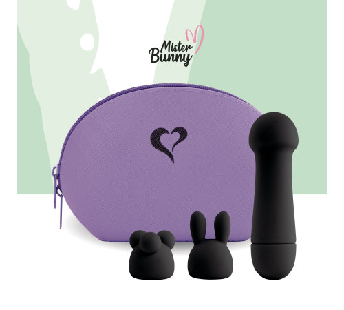 Мінівібратор FeelzToys Mister Bunny Black з двома насадками