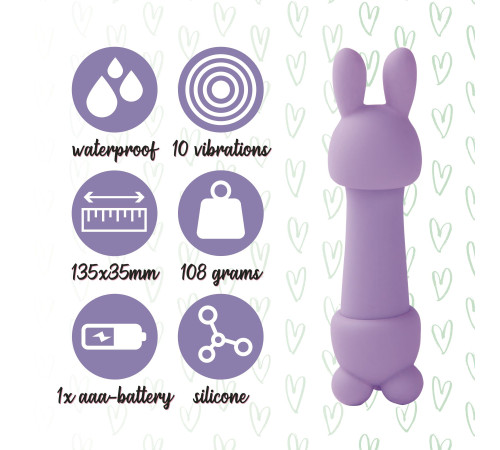 Мінівібратор FeelzToys Magic Bunny Purple з двома насадками