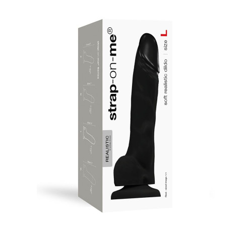 Реалістичний фалоімітатор Strap-On-Me SOFT REALISTIC DILDO Black - Size L