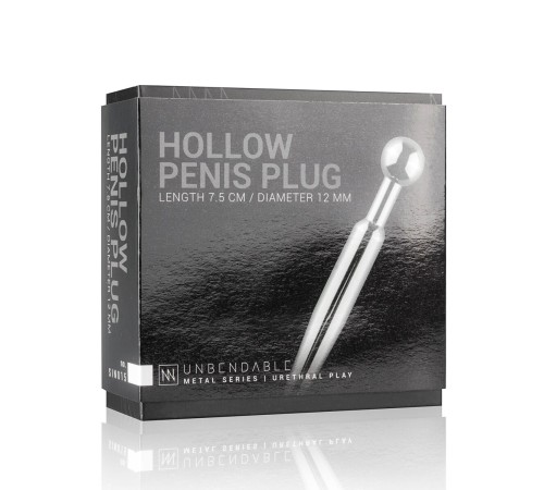 Порожнинний уретральний стимулятор Sinner Gear Unbendable – Hollow Penis Plug, довж.7,5см, діам.12мм