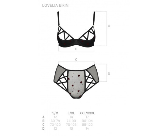 Еротичний комплект з малюнком Passion LOVELIA BIKINI L/XL, black