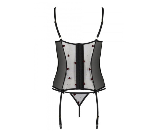 Корсет з підв'язками, стрінги Passion LOVELIA CORSET S/M, black