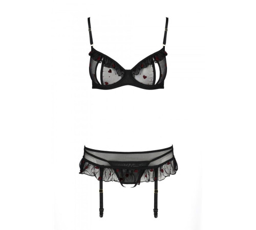 Сексуальний комплект з поясом для панчіх Passion LOVELIA SET S/M, black