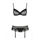 Сексуальний комплект з поясом для панчіх Passion LOVELIA SET S/M, black