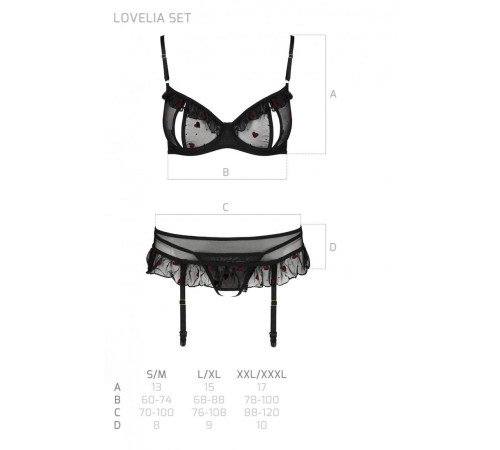 Сексуальний комплект з поясом для панчіх Passion LOVELIA SET S/M, black