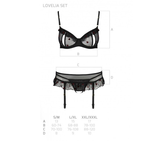 Сексуальний комплект з поясом для панчіх Passion LOVELIA SET XXL/XXXL, black