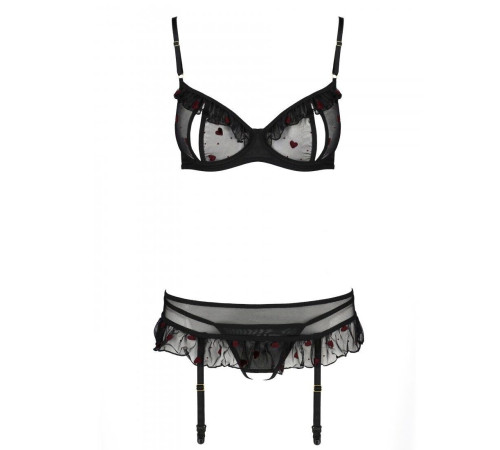 Сексуальний комплект з поясом для панчіх Passion LOVELIA SET XXL/XXXL, black