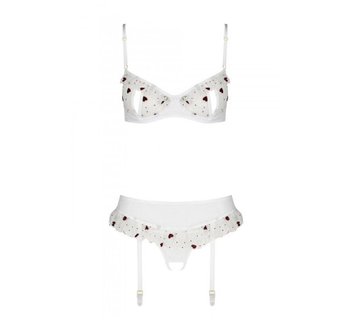 Сексуальний комплект з поясом для панчіх Passion LOVELIA SET L/XL, white