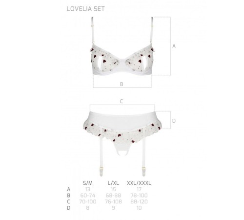 Сексуальний комплект з поясом для панчіх Passion LOVELIA SET XXL/XXXL, white