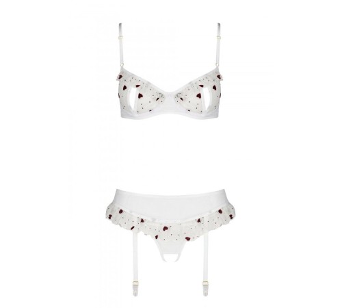 Сексуальний комплект з поясом для панчіх Passion LOVELIA SET XXL/XXXL, white