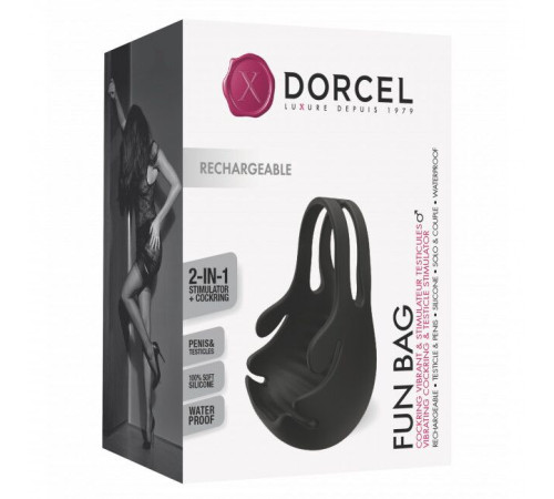 Ерекційне кільце з вібрацією і стимуляцією мошонки Dorcel FUN BAG, перезаряджуване