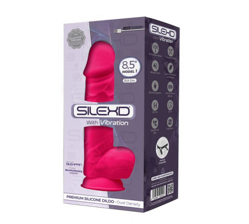 Фалоімітатор з вібрацією SilexD Norman Vibro Pink (MODEL 1 size 8,5in), двошаровий, діаметр 5 см