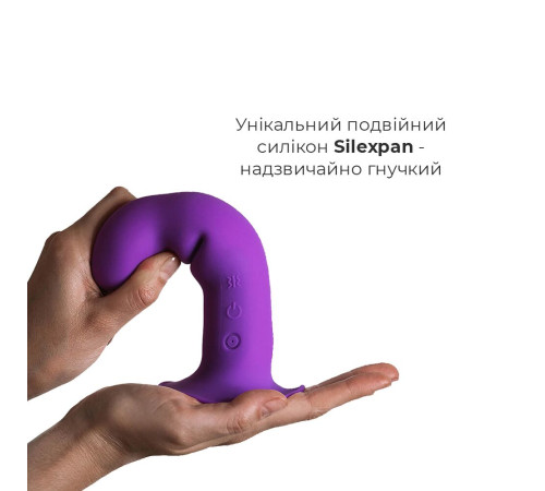 Двошаровий ділдо з вібрацією Adrien Lastic Hitsens 3 Purple, відмінно для страпона, діаметр 4 см, до