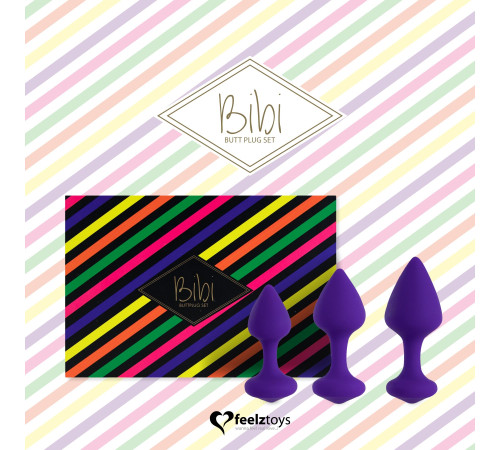 Набір силіконових анальних пробок FeelzToys - Bibi Butt Plug Set 3 pcs Purple