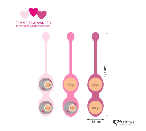 Набір вагінальних кульок для просунутих FeelzToys - FemmeFit Advanced Pelvic Muscle Training Set