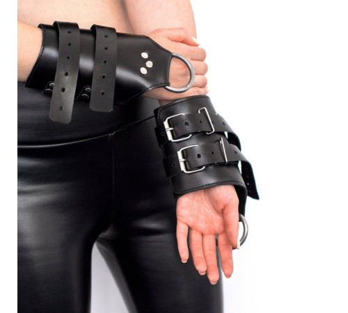 Манжети для підвісу за руки Art of Sex – Kinky Hand Cuffs For Suspension, чорні, натуральна шкіра