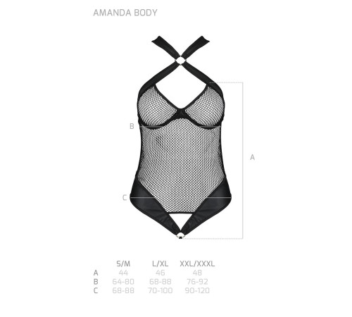 Сітчастий боді з халтером Passion Amanda Body L/XL, black