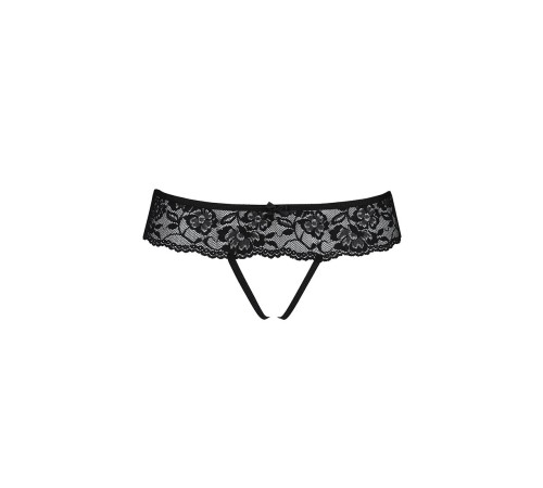 Мереживні стрінги з доступом Passion SENIA THONG L/XL, black