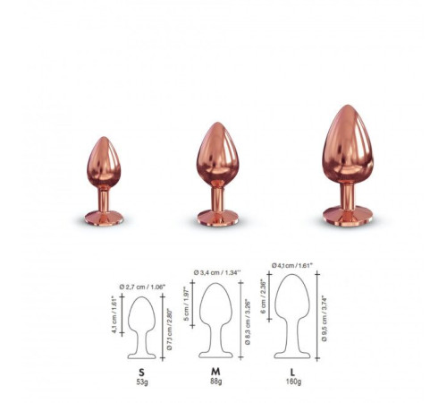 Металева анальна пробка із прикрасою у вигляді кристалу Dorcel - Diamond Plug Rose Gold L